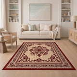 Elegant Red Floral Border Persian Area Rug