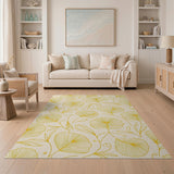 Golden Ginkgo Leaf Pattern Area Rug