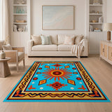 Southwestern Turquoise Sunburst Area Rug