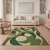 Abstract Green Curved Shapes Area Rug