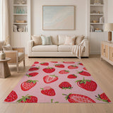 Pink Playful Strawberry Pink Area Rug