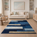 Blue Abstract Stripe Area Rug