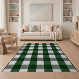 Rustic Farmhouse Green Checkered Rustic Farmhouse Area Rug