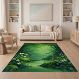 Misty Emerald Forest Stream Area Rug