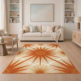 Radiant Orange Sunburst Geometric Rug