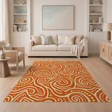 Abstract Area Orange Vibrant Orange Swirl Abstract Area Rug