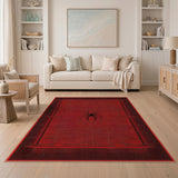 Black Spider Crimson Red Distressed Vintage Area Rug