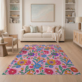 Vibrant Pink Multi-Floral Bohemian Area Rug