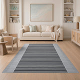 Geometric Modern Black and White Bold Black White Horizontal Stripe Rug