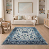 Indigo Blue Persian Floral Area Rug