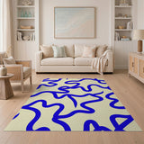Blue Wavy Lines Abstract Area Rug