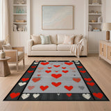 Pixel Love Hearts Area Rug