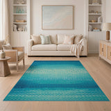 Teal Ocean Wave Gradient Area Rug
