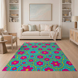 Vibrant Pink Flower Medallion Area Rug