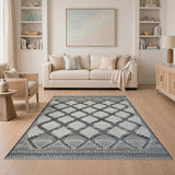 Black White Tribal Diamond Lattice Area Rug