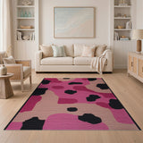Vibrant Pink Black Camo Abstract Area Rug
