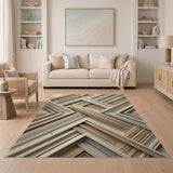Gold Interlocking Frames Geometric Area Rug