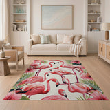 Pink Vibrant Pink Flamingo Hibiscus Area Rug