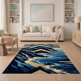 Geometric Blue Teal Coastal Cliffs Rug