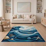 Moonlit Great Wave Ocean Area Rug