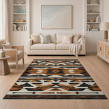 Southwestern Geometric Area Rug in Rust Black Cream
