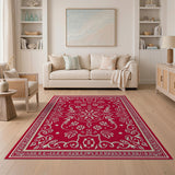 Ornate Red Persian Area Rug with Floral Stars
