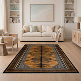 Burnt Orange Tiger Stripe Heritage Tribal Rug
