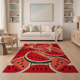 Red Vibrant Watermelon Slice Area Rug