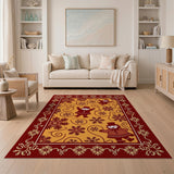 Playful Snowmen Swirling Snowflakes Area Rug