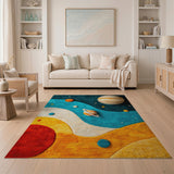Whimsical Solar System Kids Rug with Planets Stars