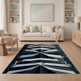 Black White Striped Nautical Canopy Area Rug