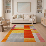 Multi-color and Patterns Vibrant Geometric Stripe Area Rug