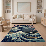 Great Wave Sakura Blue Teal Area Rug