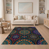 Vibrant Peacock Mandala Area Rug