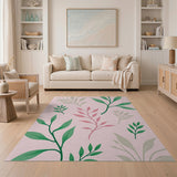 Blush Pink Leaf Silhouette Area Rug
