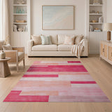Abstract Pink Stripe Geometric Area Rug