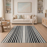 Bold Black White Vertical Stripe No. 4 Area Rug