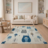 Cute Blue Bears Forest Kids Area Rug