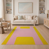 Vibrant Pink Yellow Geometric Multi-color and Patterns Area Rug