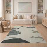 Abstract Striped Fish Coastal Area Rug