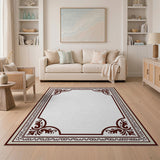 Brown and Tan Ornate Traditional Persian Border Area Rug