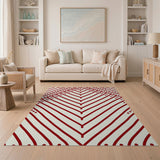 Red Geometric Diamond Line Area Rug
