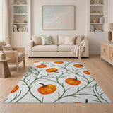 Orange Pumpkin Vine Pattern Area Rug