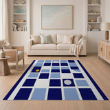 Navy Blue Pixel Geometric Area Rug