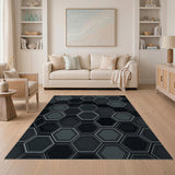 Modern 3D Hexagon Grey Area Rug