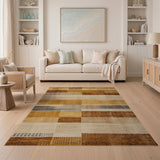 Woven Geometric Brown Tan Area Rug