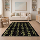 Golden Leaf Vine Pattern Area Rug
