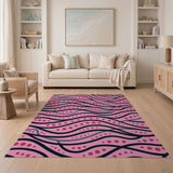 Pink Tribal Wave Dots Area Rug