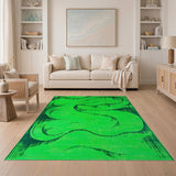Vibrant Green Swirling Abstract Area Rug