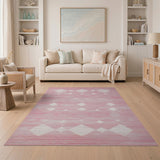 Geometric Modern Blush Pink Diamond Geometric Area Rug